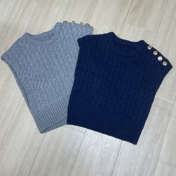 [BUNJANG] Knit Vest Navy/Gray / 니트 조끼 네이비/그레이