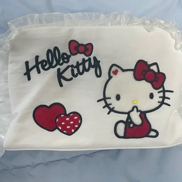 [BUNJANG] Hello Kitty Embroidered Frill Pouch / 헬로키티 파우치
