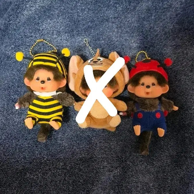 [BUNJANG] Monchhichi Genuine Bee Ladybug Jerry Monchhichi Keychain / 몬치치 정품 꿀벌 무당벌레 제리 몬치치 키링