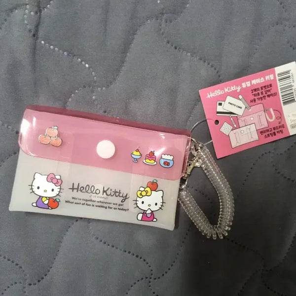 [BUNJANG] Sanrio Hello Kitty Dual Card Case Pouch / 산리오 헬로키티 투명 파우치 카드지갑 듀얼 카드 케이스 핑크
