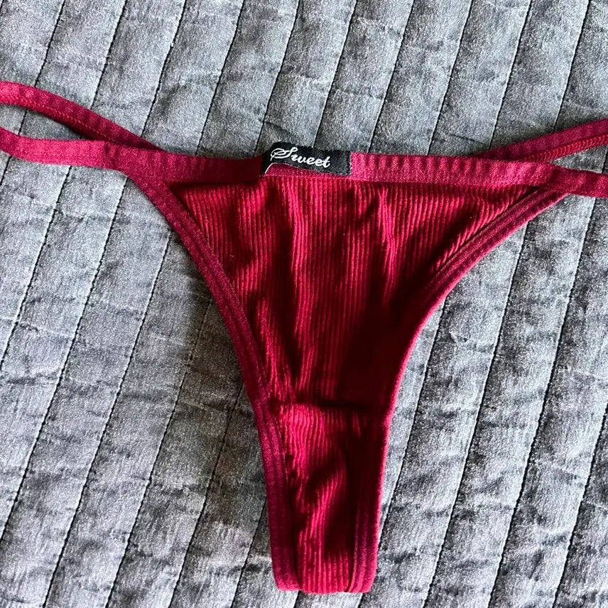 [BUNJANG] Raina Wine Ribbed Panty / (중고) N 레이나 와인 골지 팬티 T