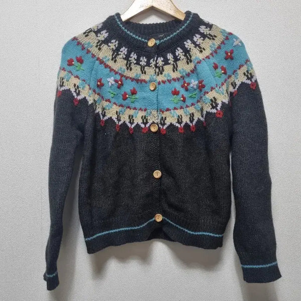 [BUNJANG] LeShop Pattern Embroidered Cardigan / 1008 7 르샵 패턴 자수 가디건