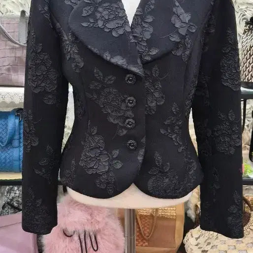 [BUNJANG] Talbots Black Polyester Flower Pattern Jacket (Size 55) / TALBOTS 고급 자켓(55)