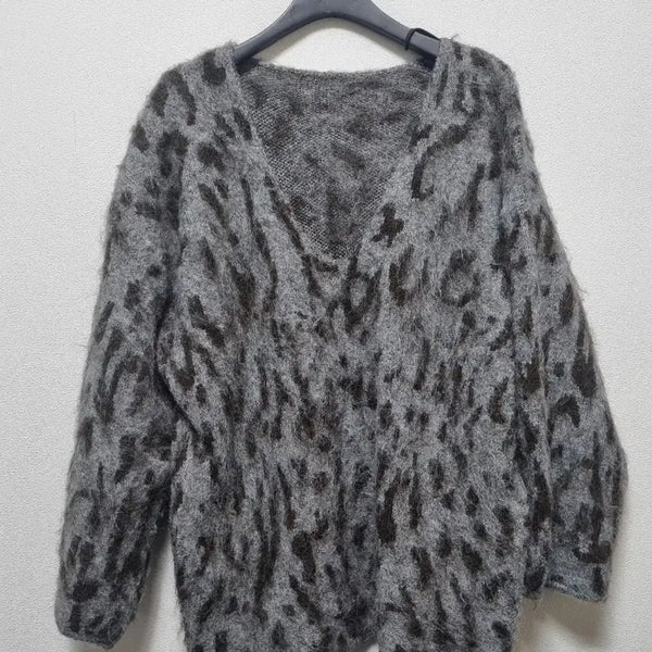 [BUNJANG] Leopard Print Knit Sweater / 1008 8 그레이 레오파드 무늬 니트