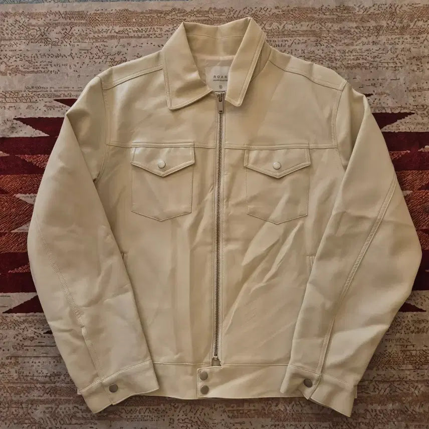[BUNJANG] ROAR Two-Pocket Rider Leather Jacket M (95) / ROAR 투포켓 라이더 레더 가죽자켓 M(95)