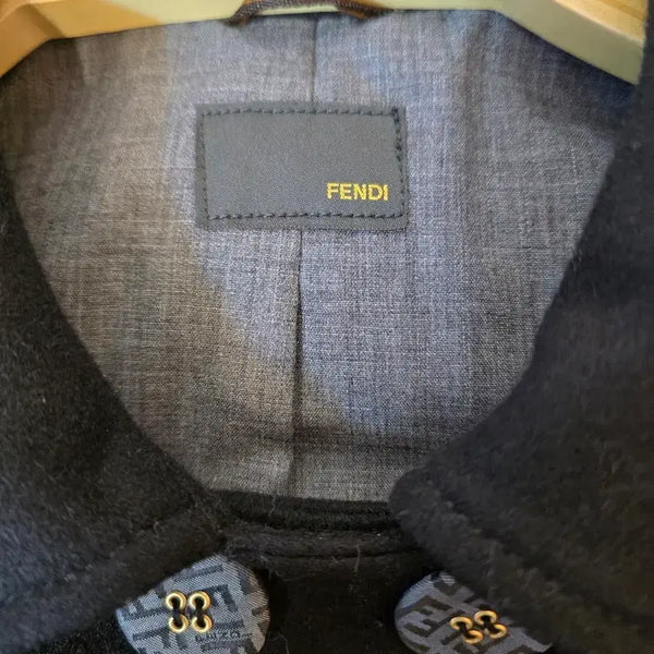 [BUNJANG] Fendi Logo Black Coat / 펜디 울코트 사이즈XS 주카배색