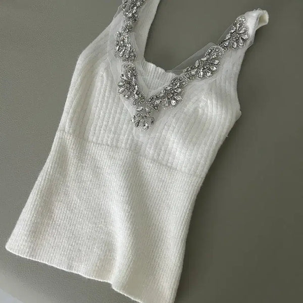 [BUNJANG] Imported Cubic Knit Tank Top / 수입 큐빅 니트 나시