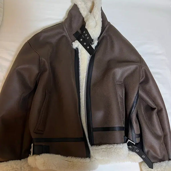 [BUNJANG] Dope Jason Highneck Leather Mutton Jacket / 도프제이슨 하이넥 레더 무톤 자켓
