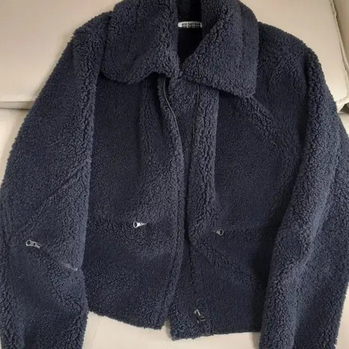 [BUNJANG] Navy Suede Shearling Jacket / 여성무스탕자켓