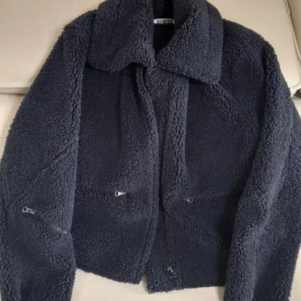[BUNJANG] Navy Suede Shearling Jacket / 여성무스탕자켓