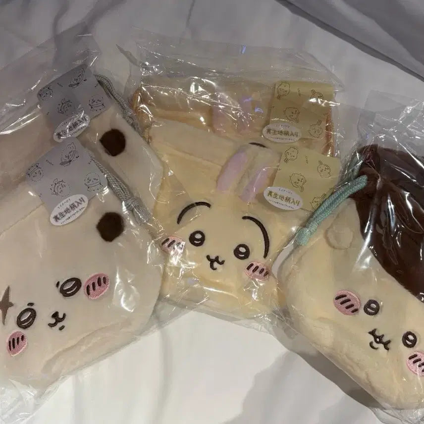[BUNJANG] Chiikawa Usagi, Racco, Kurimanju Drawstring Pouch / 치이카와 우사기 랏코 쿠리만쥬 복조리 파우치