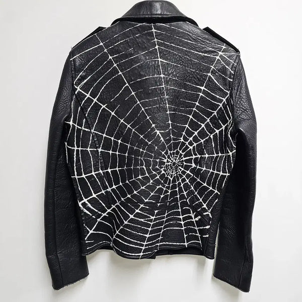 [BUNJANG] Moschino Spider Web Leather Jacket / 4 / Moschino 모스키노 스파이더 웹 가죽자켓