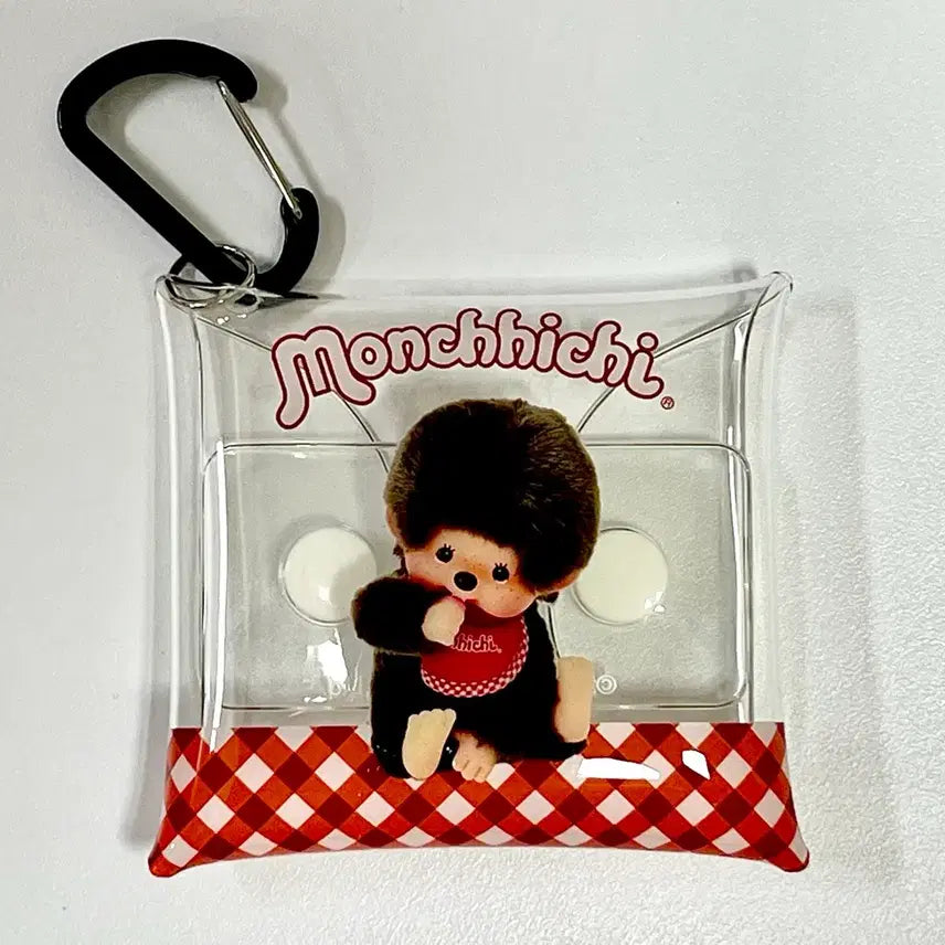 [BUNJANG] Monchhichi Transparent Carabiner Pouch / 몬치치 투명 카라비너 파우치