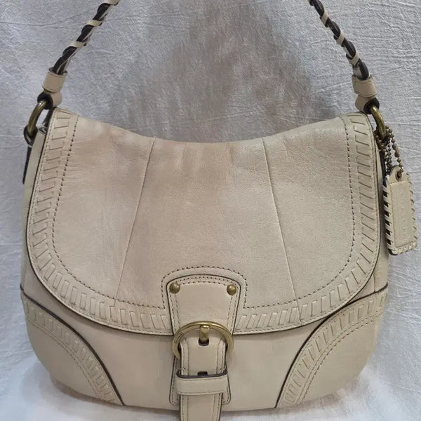 [BUNJANG] Coach Ivory Leather Shoulder Bag / 정품 _ 코치 가방 아이보리 숄더백