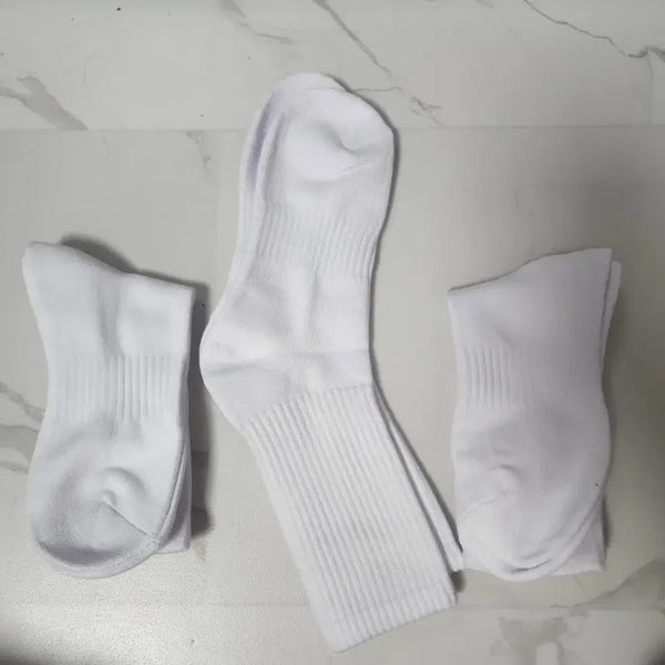 [BUNJANG] 3 Pairs Basic White Long Socks / 기본 흰색 긴목양말 3켤레