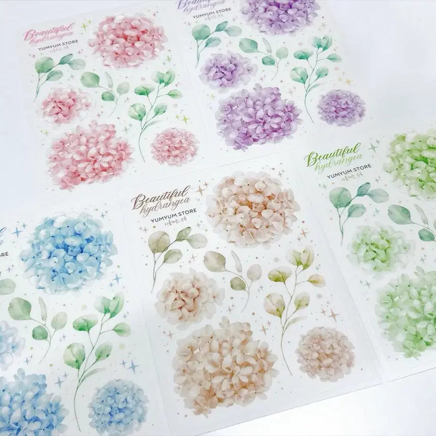 [BUNJANG] Yumyoom Store Hydrangea 5 Color Sticker Set / [[친절한윰윰]] 수국 5컬러 스티커
