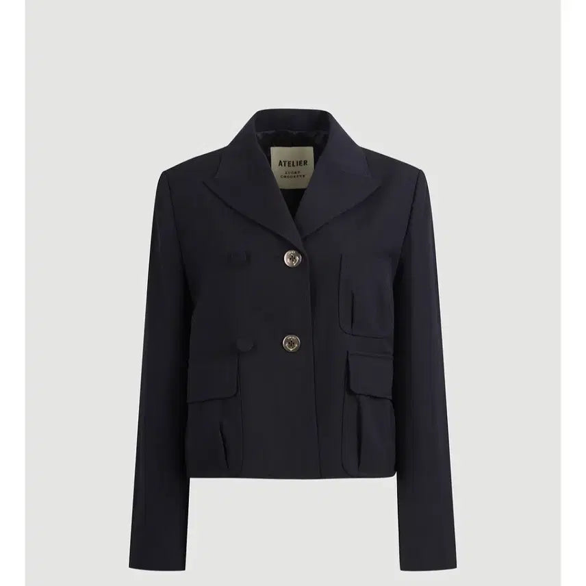 [BUNJANG] Atelier Lucky Chouette Navy Cropped Jacket / (새상품)아뜰리에 럭키슈에뜨 네이비 크롭 자켓