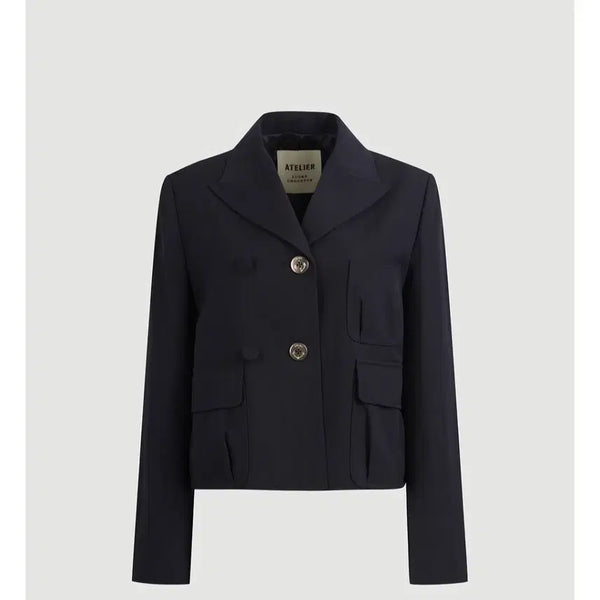 [BUNJANG] Atelier Lucky Chouette Navy Cropped Jacket / (새상품)아뜰리에 럭키슈에뜨 네이비 크롭 자켓