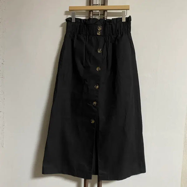 [BUNJANG] Black Front Button Long Skirt Size 66 New Arrival / 블랙 앞단추 롱스커트 66 새상품