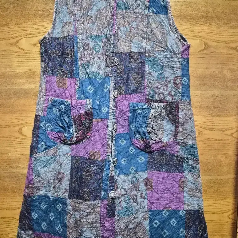 [BUNJANG] Patchwork Sleeveless Vest Dress / 패치워크 조끼 원피스
