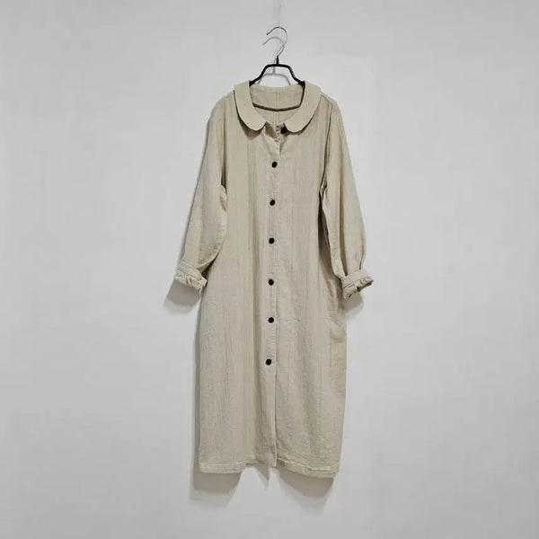 [BUNJANG] Flat Collar Long Coat / 플랫카라 원피스형 롱코트