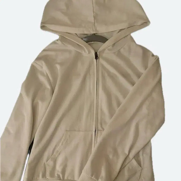 [BUNJANG] Basic Hoodie Zip-Up White / 기본 후드 집업 흰색
