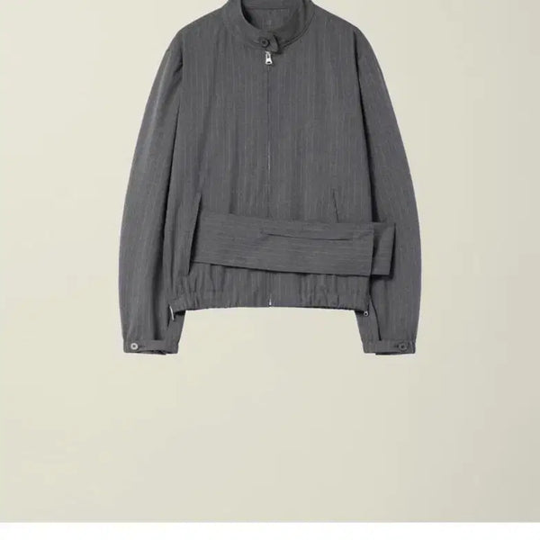 [BUNJANG] EE Belted Pocket Blouson Jacket Grey Stripe / L)누마레 ee 벨티드 포켓 블루종 자켓 그레이 스트라이프