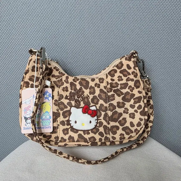 [BUNJANG] Sanrio Hello Kitty Leopard Pattern Mini Hobo Shoulder Handbag / 새상품) 산리오 헬로키티 호피 레오파드 패턴 미니 호피 호보백 숄더백 핸드백
