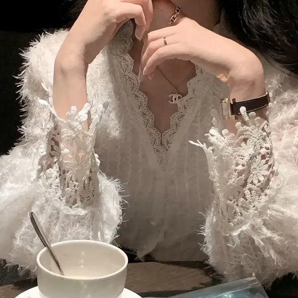[BUNJANG] Double Lace Blouse / 더블 레이스 블라우스