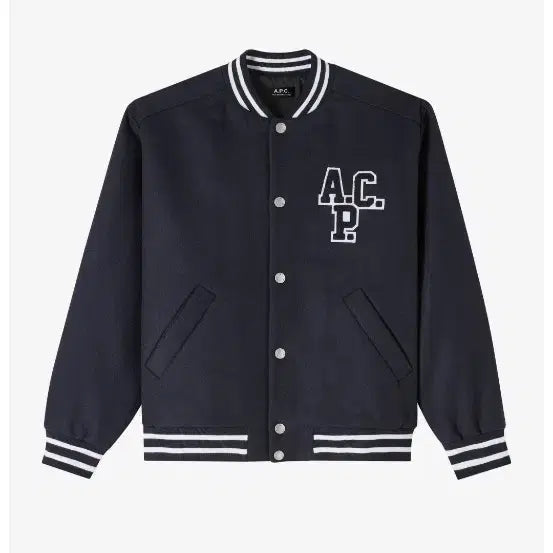 [BUNJANG] A.P.C. Lettering Stadium Jacket Navy / A.P.C. 레터링 스타디움 자켓 네이비