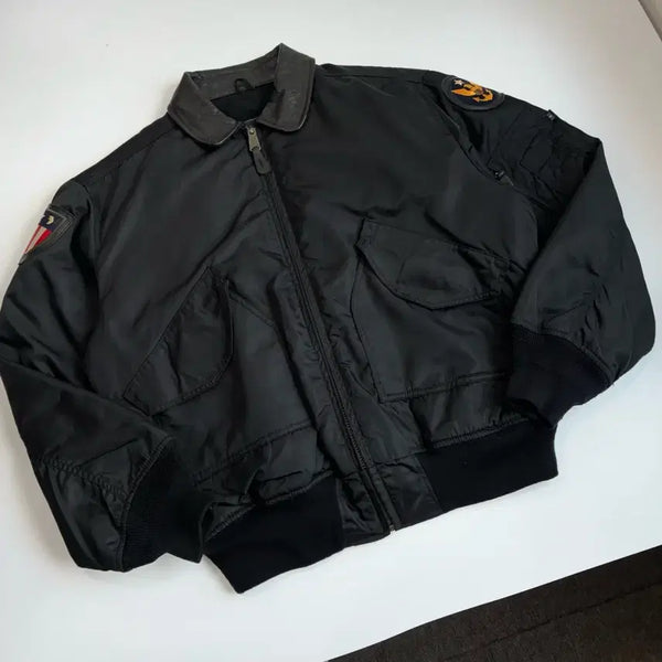 [BUNJANG] Medeco Black Leather Bomber Jacket / Medeco  Medeco 블랙 가죽 항공점퍼