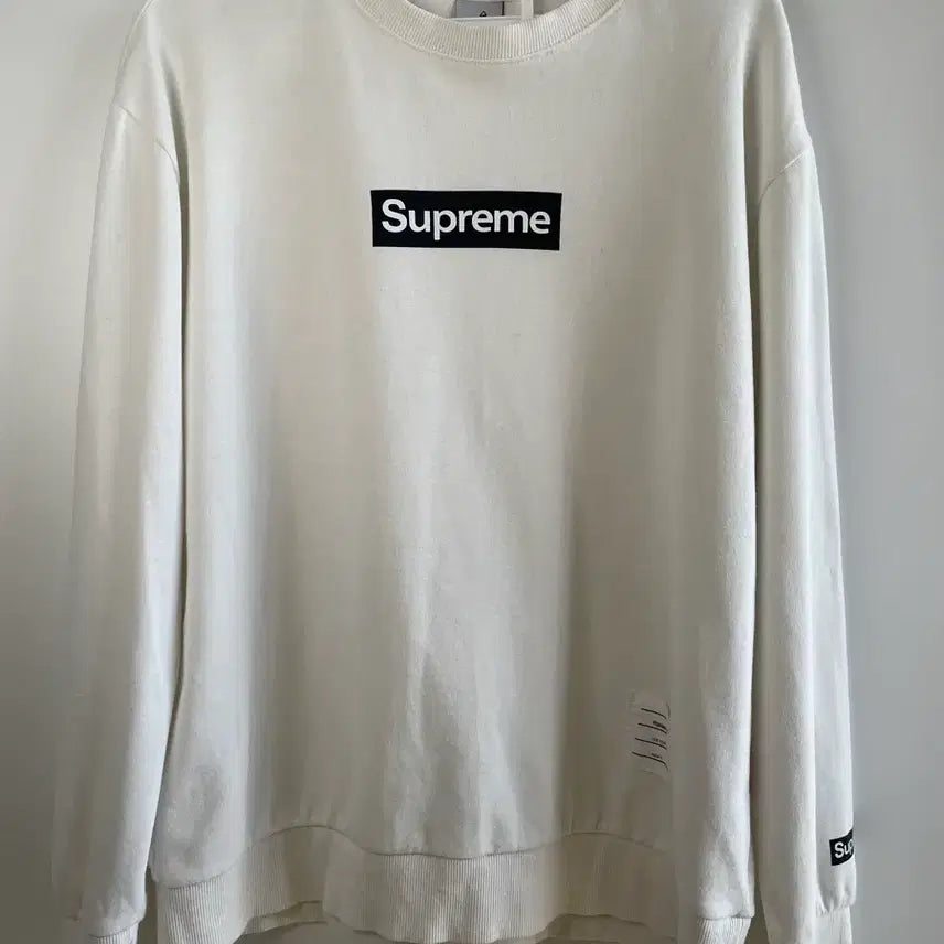[BUNJANG] Off-White Cotton Sweatshirt / 박스로고 프린팅 코튼 맨투맨 스웨트셔츠 오프화이트 (105/XL)