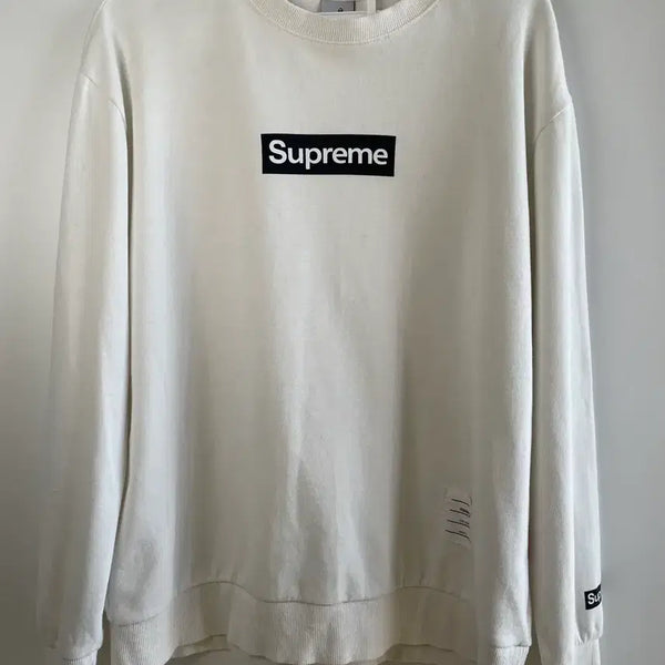 [BUNJANG] Off-White Cotton Sweatshirt / 박스로고 프린팅 코튼 맨투맨 스웨트셔츠 오프화이트 (105/XL)