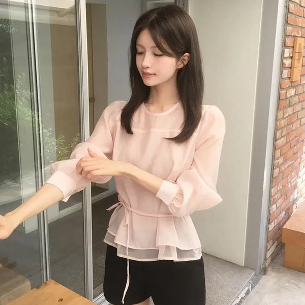 [BUNJANG] FABBIE Layered Chiffon Blouse Ballet / 퍼빗 레이어드 쉬폰 블라우스 발렛