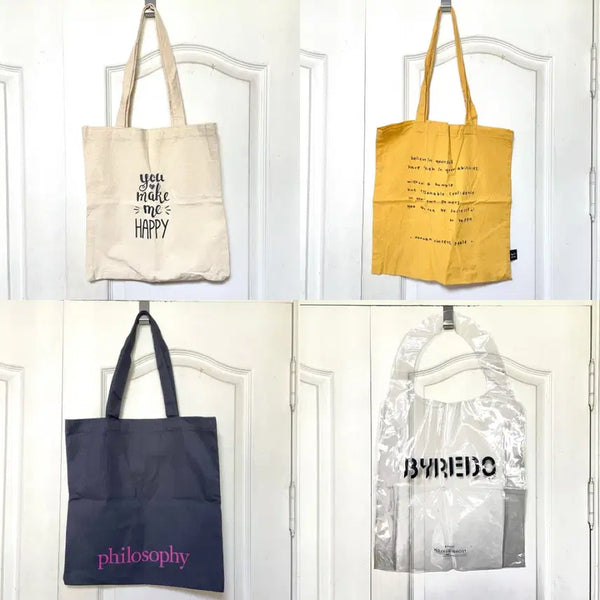 [BUNJANG] Canvas & PVC Tote Bag Set (4 Types) / 캔버스 에코백 투명 PVC백 4종 (새상품)