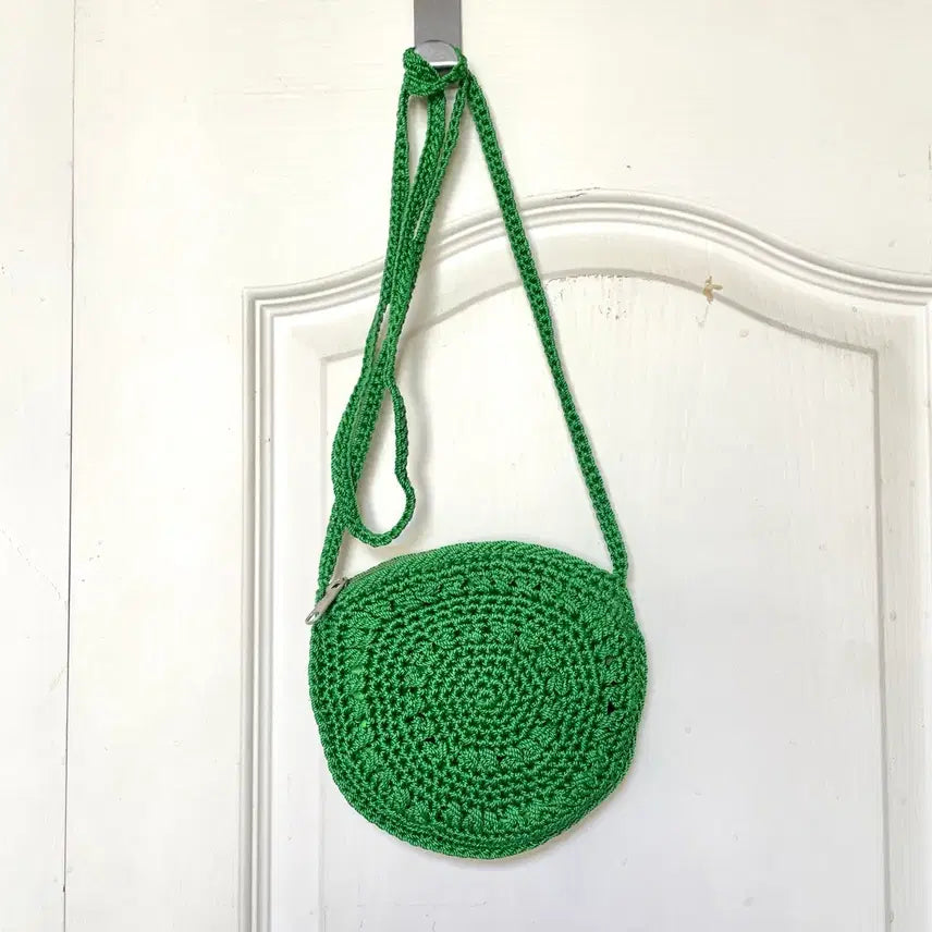 [BUNJANG] Hand-Knitted Net Mini Crossbody Bag / 뜨개니트 네트백 미니 크로스백