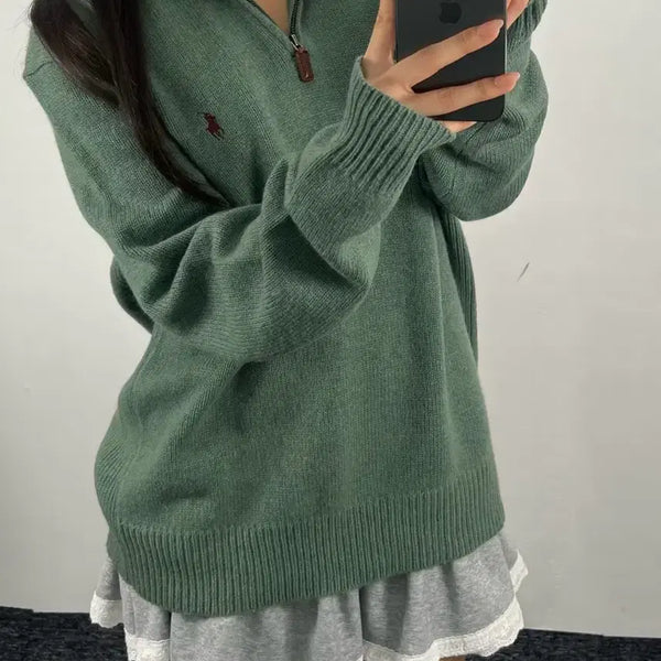 [BUNJANG] Polo Lambswool Half-Zip Knitwear / 폴로 램스울 하프집업 니트