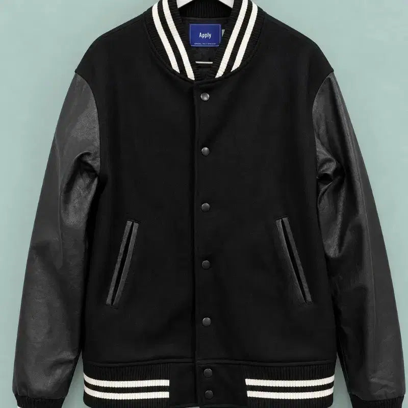 [BUNJANG] Unisex Leather Color Block Varsity Jacket / Unisex(A09) - 레더 배색 바시티 자켓