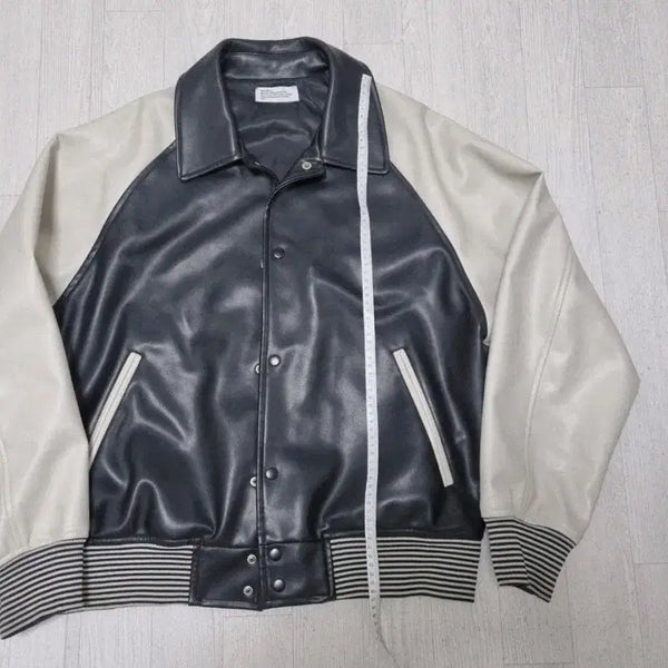 [BUNJANG] Partimento Vegan Leather Raglan Varsity Jacket Black / 파르티멘토 래글런 바시티 자켓