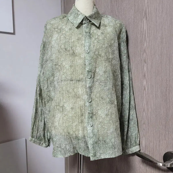 [BUNJANG] Dolsilnai 25-Year Model Green Pattern Blouse / 돌실나이 25년식 여성 블라우스 그린 패턴 블라우스