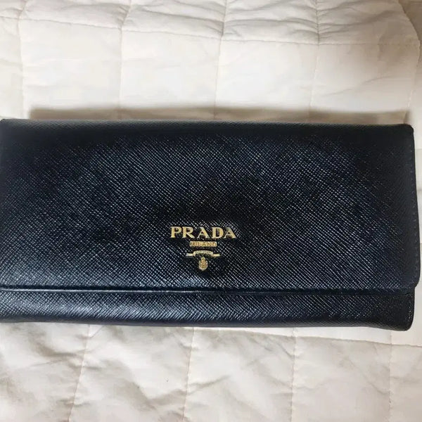 [BUNJANG] Prada Saffiano Flap Long Wallet Black/Gold Hardware / (정품) 프라다 사피아노 플랩 장지갑 블랙/금장