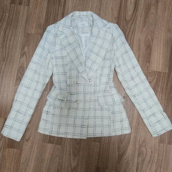 [BUNJANG] Double Breasted Jacket - White Check Pattern / 여성자켓 가을자켓 더블자켓ㅇ55