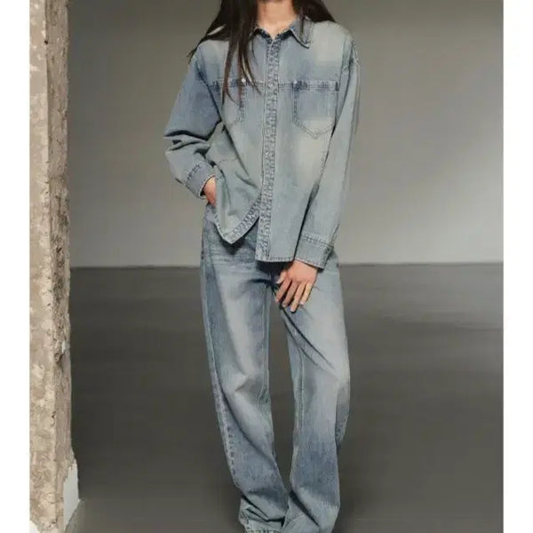 [BUNJANG] OIOCONNECTION Denim Shirt / 오아이오컬렉션 데님셔츠