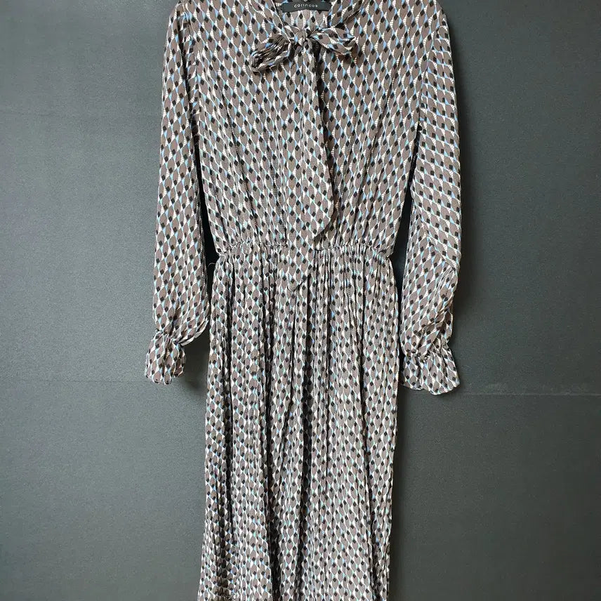 [BUNJANG] Coincos Pattern Chiffon Long Dress Brown / 진짜만원 coiincos 패턴쉬폰 롱원피스 브라운