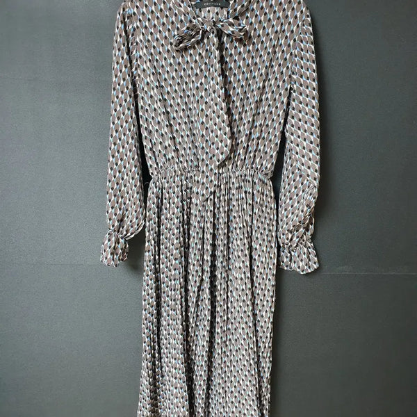 [BUNJANG] Coincos Pattern Chiffon Long Dress Brown / 진짜만원 coiincos 패턴쉬폰 롱원피스 브라운