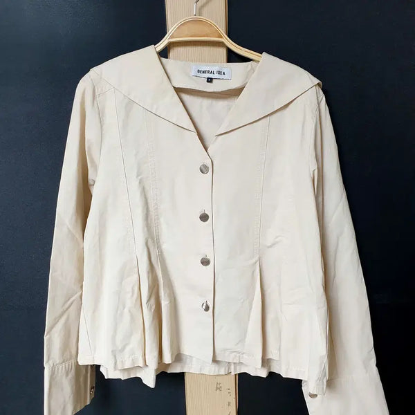 [BUNJANG] General Idea Sailor Collar Crop Jacket Ivory S / 진짜만원 제네럴아이디어 세일러카라 크롭자켓 아이보리S