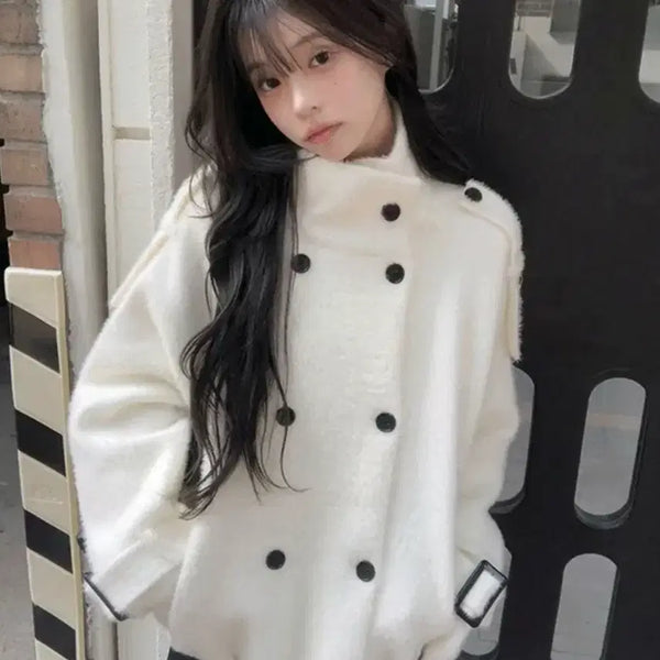 [BUNJANG] Modimood White Double Coat / 화이트 더블 코트 모디무드