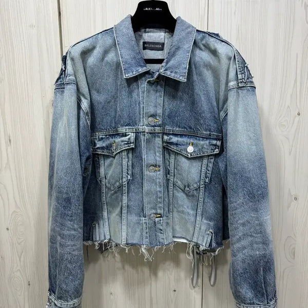 [BUNJANG] Balenciaga Deconstructed Oversized Raw Denim Jacket / 발렌시아가 디컨스트럭티드 오버사이즈 로우 데님 자켓