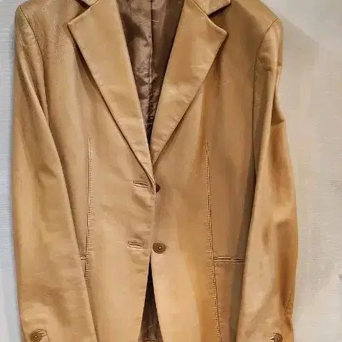 [BUNJANG] DKNY Genuine Leather Jacket Beige / DKNY 정품 가죽자켓 베이지