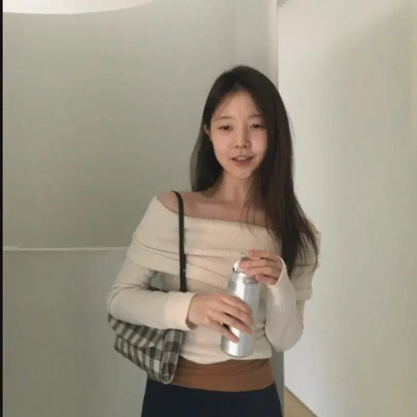 [BUNJANG] Many Many Mode Off-Shoulder Knit Top / 매니매니모드 오프숄더 니트